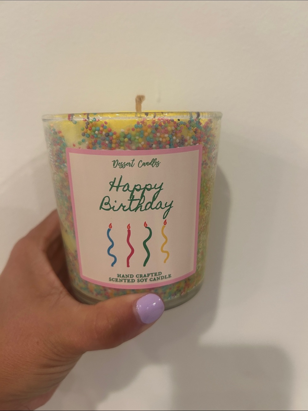 "Happy Birthday" Yellow Scented Soy Candle